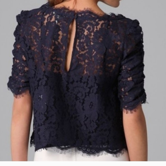 New Joie Midnight Blue Lace Blouse - Picture 2 of 6